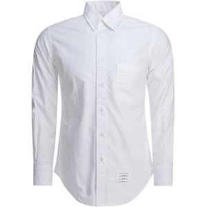 Thom Browne - Overhemden - Wit - Klassiek Overhemd met Lange Mouwen - 100% Katoen