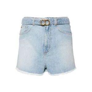 Twinset Denim Shorts With Belt , Blue , Dames , Maat: W25