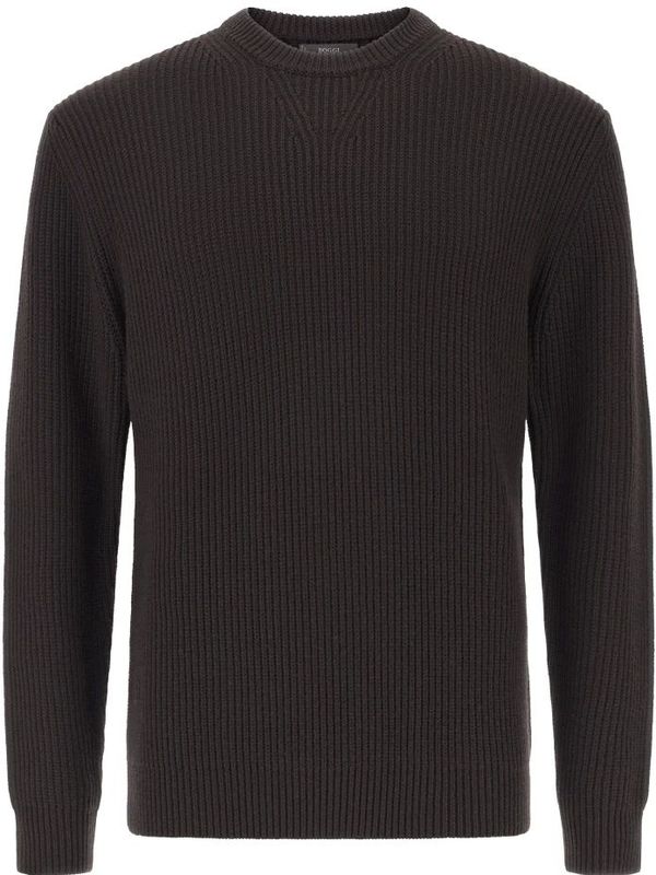 Boggi Milano - Merino Wollen Trui - Bruin - Ronde Hals - Heren