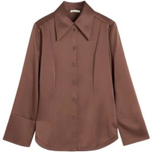 By Malene Birger, Dames, Blouses & Shirts, Bruin, Maat: S Satijn,
