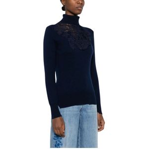 Ermanno Scervino, Dames, Truien, Blauw, Maat: 2XS Kasjmier,