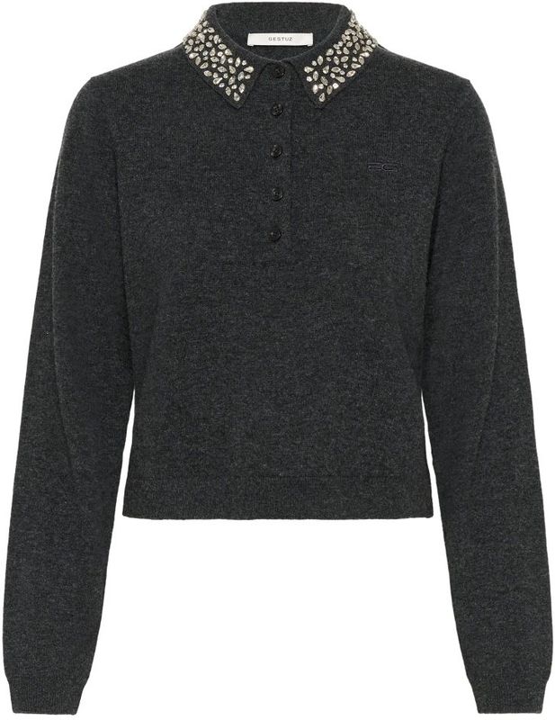 Gestuz - Gzmanzi Deco Polo Pullover - Grijs - Wol