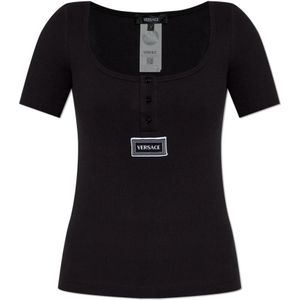 Versace, Dames, Tops, Zwart, Maat: M Katoen,