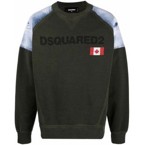 Dsquared2, Heren, Sweatshirts & Hoodies, Groen, Maat: XL Katoen,