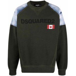 Dsquared2 Militair Groen Katoenen Sweatshirt , Green , Heren , Maat: XL