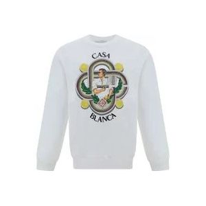 Casablanca Logo Sweatshirt, Katoen, Lange Mouwen , White , Heren , Maat: XL