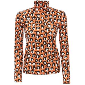 La DoubleJ, Dames, Truien, Oranje, Maat: XS Polyamide,