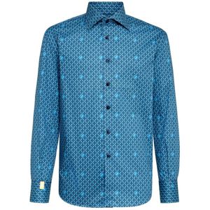 Billionaire, Heren, Overhemden, Blauw, Maat: S Katoen,