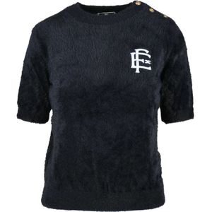 Elisabetta Franchi, Dames, Truien, Zwart, Maat: M Polyamide,