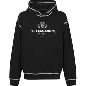 Dolce & Gabbana, Heren, Sweatshirts & Hoodies, Zwart, Maat: S Katoen,