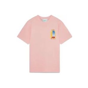 Casablanca Lichtroze Biologisch Katoenen T-Shirt met Bedrukte Illustratie , Pink , Heren , Maat: L