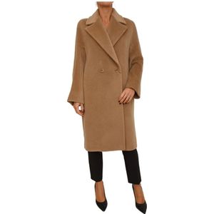 Max Mara, Dames, Mantels, Bruin, Maat: M Wol,