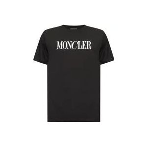 Moncler T-shirt met logo , Black , Heren , Maat: XL