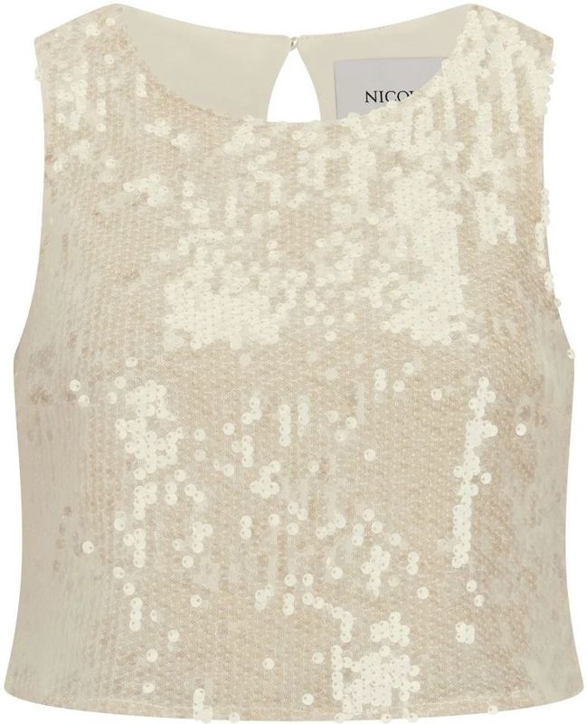 Nicowa - Inawia - Pailletten Top - Beige - Strapless, Rechte Snit