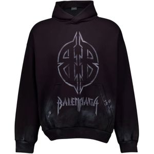 Balenciaga, Heren, Sweatshirts & Hoodies, Zwart, Maat: S Katoen,