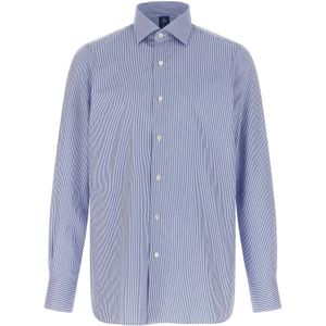Finamore, Heren, Overhemden, Blauw, Maat: XL Katoen,