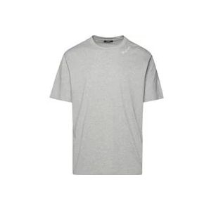 Balmain Grijze Katoenen T-Shirt met Logo Borduursel , Gray , Heren , Maat: M