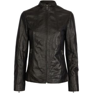 Bugatti - Leren Jas - Zwart - Dames - Elegante Leren Jas met Opstaande Kraag