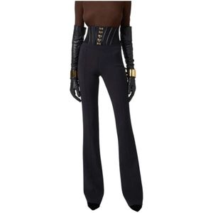 Elisabetta Franchi, Dames, Broeken, Zwart, Maat: L Vinyl,