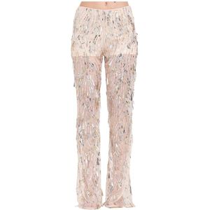 Simona Corsellini, Dames, Broeken, Beige, Maat: S Polyamide,