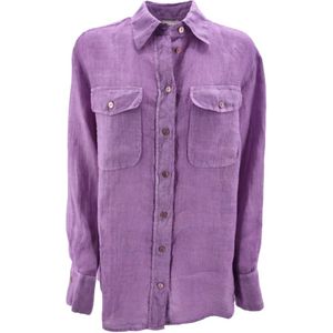 Kiltie, Dames, Blouses & Shirts, Paars, Maat: S Linnen,