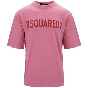 Dsquared2, Heren, Tops, Roze, Maat: M Katoen,