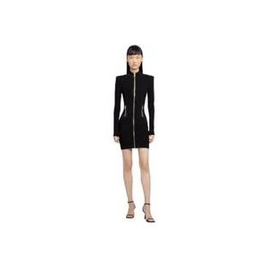 Balmain Korte Dagjurk met Ritssluiting en Zakken , Black , Dames , Maat: M