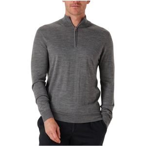 Profuomo - Grijze Half Zip Merino Pullover - Trui - Heren - Wol