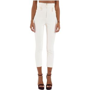 Elisabetta Franchi, Dames, Broeken, Beige, Maat: XL Leer,