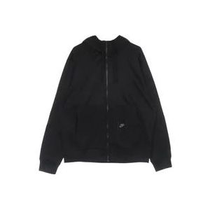 Nike Fleece hoodie met volledige rits , Black , Heren , Maat: XL