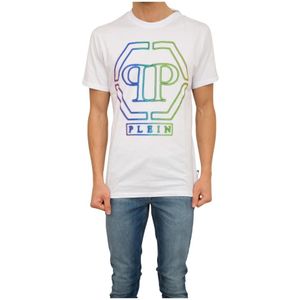 Philipp Plein, Heren, Tops, Wit, Maat: M Katoen,