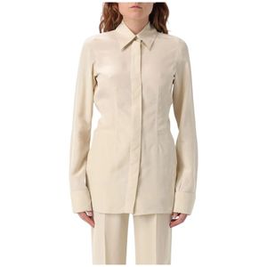 Sportmax, Dames, Blouses & Shirts, Beige, Maat: XS Katoen,