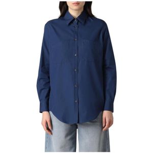 Fay, Dames, Blouses & Shirts, Blauw, Maat: M Katoen,