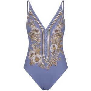 Zimmermann Zee Button Plunge Kleding , Blue , Dames , Maat: L