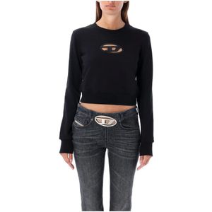 Diesel, Dames, Sweatshirts & Hoodies, Zwart, Maat: 2XS Katoen,