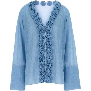 Oseree, Dames, Blouses & Shirts, Blauw, Maat: M Nylon,