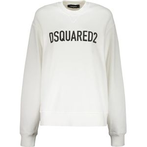 Dsquared2, Dames, Sweatshirts & Hoodies, Wit, Maat: S Katoen,