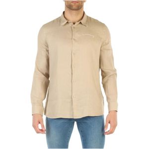 John Richmond, Heren, Overhemden, Beige, Maat: 2XL Linnen,