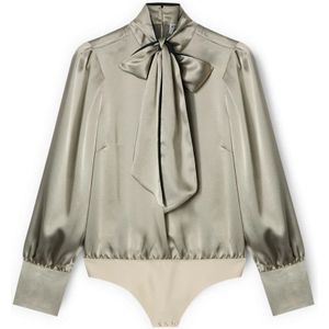 Motivi, Dames, Blouses & Shirts, Grijs, Maat: 2XS Satijn,