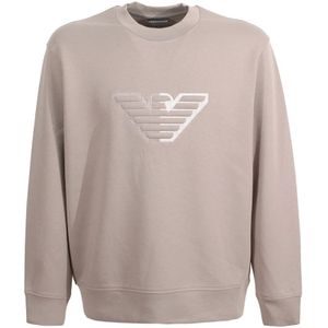 Emporio Armani, Heren, Sweatshirts & Hoodies, Beige, Maat: S Katoen,