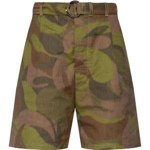 Marni - Korte Broeken - Groen - Katoenen Bermuda Shorts met All-Over Print