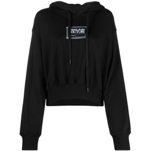 Versace Jeans Couture, Dames, Sweatshirts & Hoodies, Zwart, Maat: M Fleece,