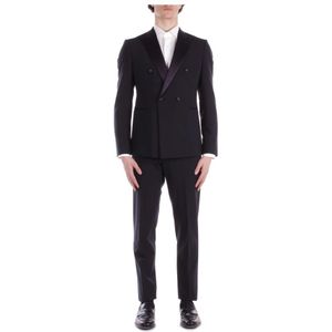 Emporio Armani, Heren, Pakken, Zwart, Maat: M Zijde,