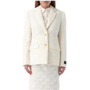 Msgm, Dames, Jassen, Beige, Maat: L Leer,