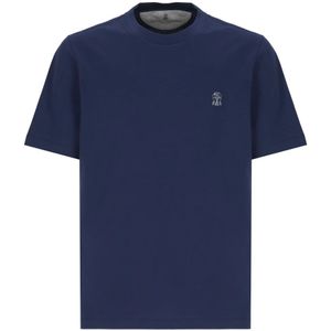 Brunello Cucinelli, Heren, Tops, Blauw, Maat: XL Katoen,