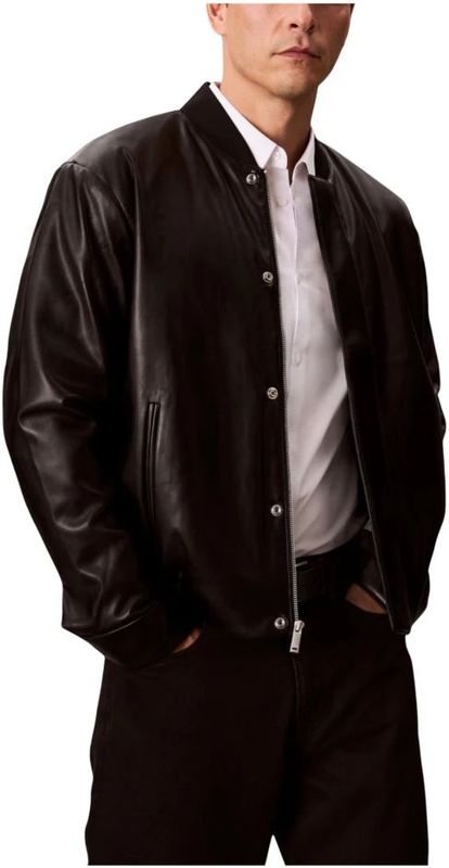 Calvin Klein Jeans - Imitatie Leren Bomberjack - Zwart - Heren