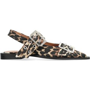 Ganni - Ballerina's - Bruin - Satijn - Slingback Bandjes - Puntneus