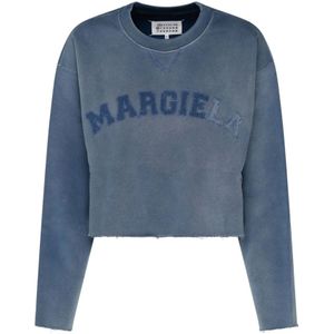 Maison Margiela, Dames, Sweatshirts & Hoodies, Blauw, Maat: M Katoen,