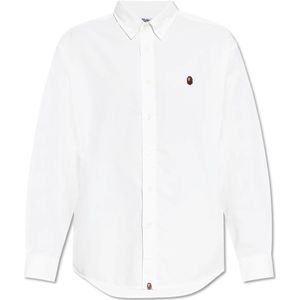 A Bathing Ape, Heren, Overhemden, Wit, Maat: S Katoen,
