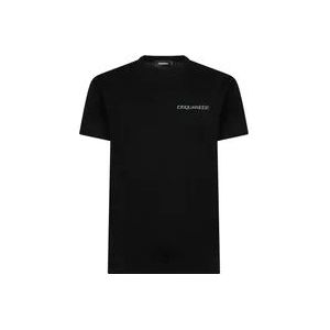 Dsquared2 Zwart Bedrukt T-shirt en Polo , Black , Heren , Maat: XL